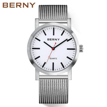 BERNY Railway Leather Watch with classic vintage dial by Aspire Alley
