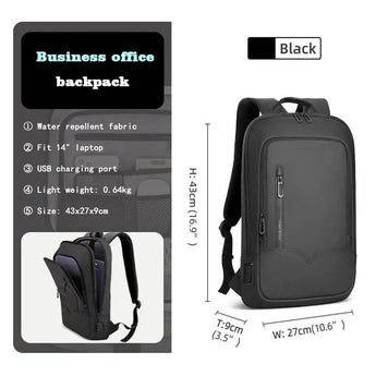 SlimCharge Pro laptop backpack with USB charging port and slim modern design