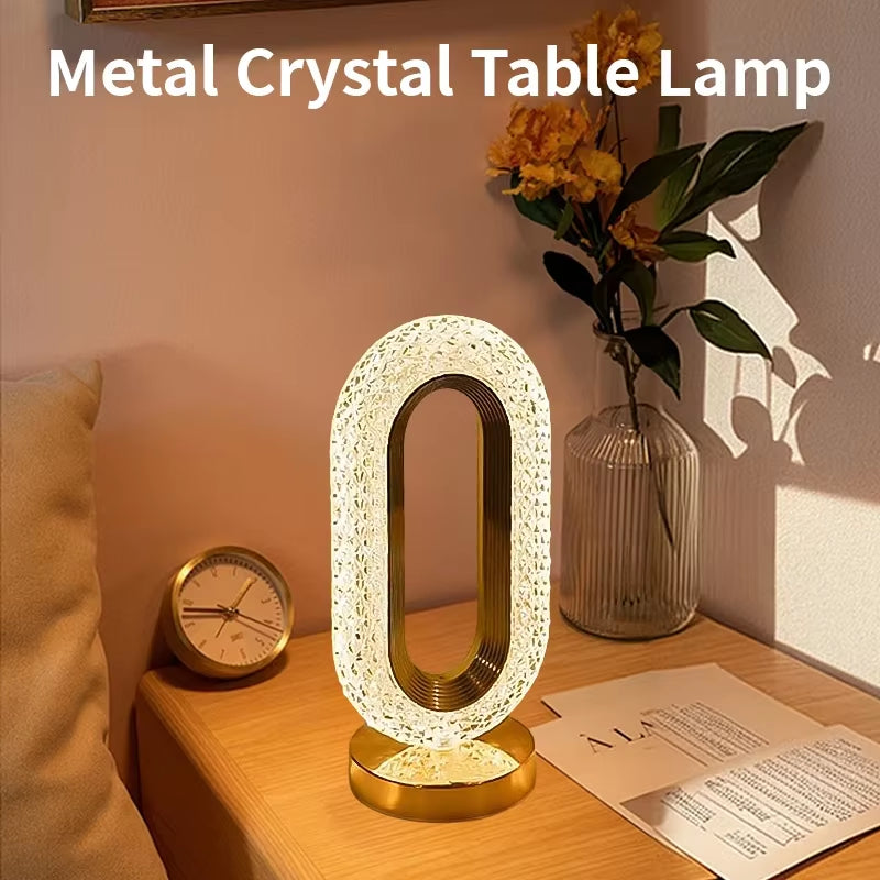 Modern Oval USB Rechargeable Crystal Table Lamp