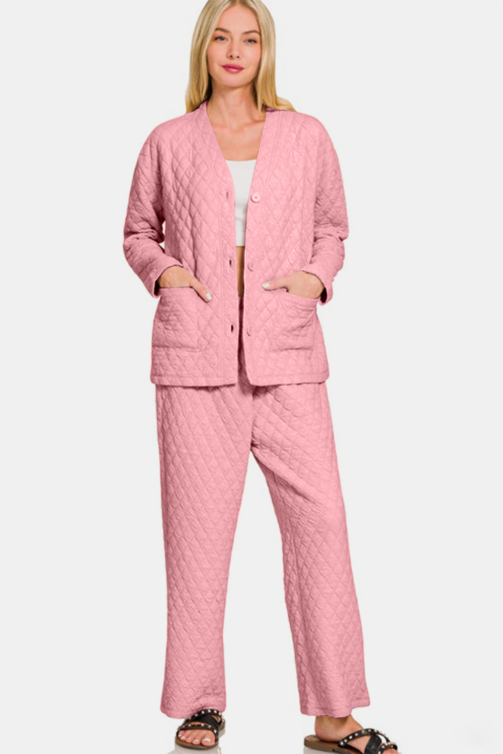 Zenana Quilted Lounge Set