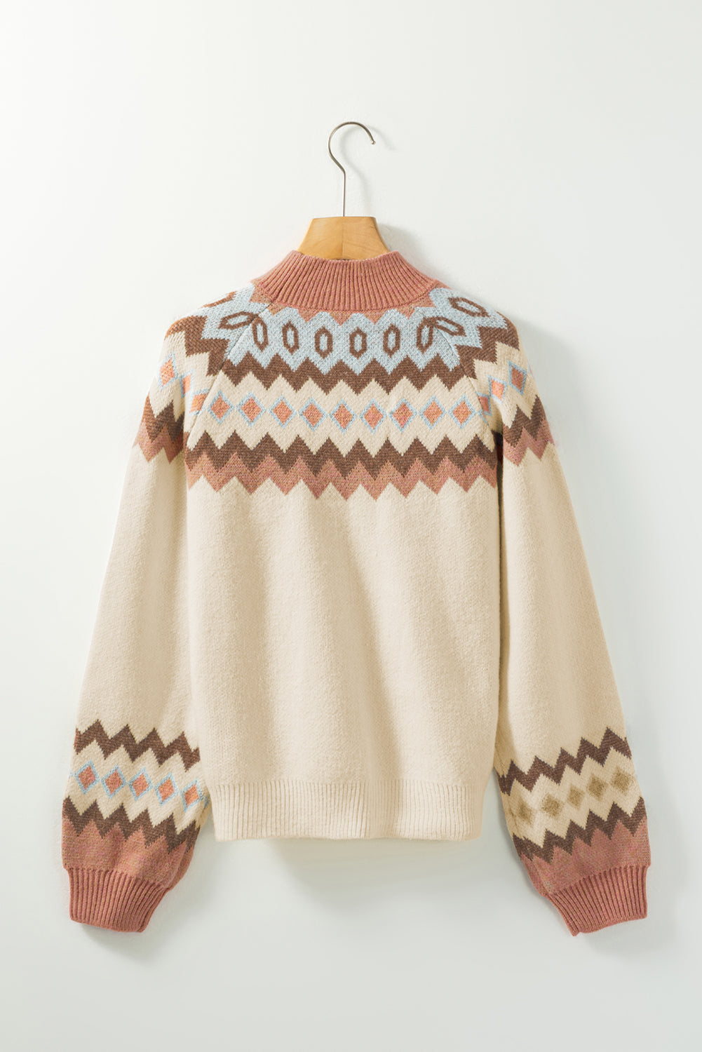 Geometric Mock Neck Sweater