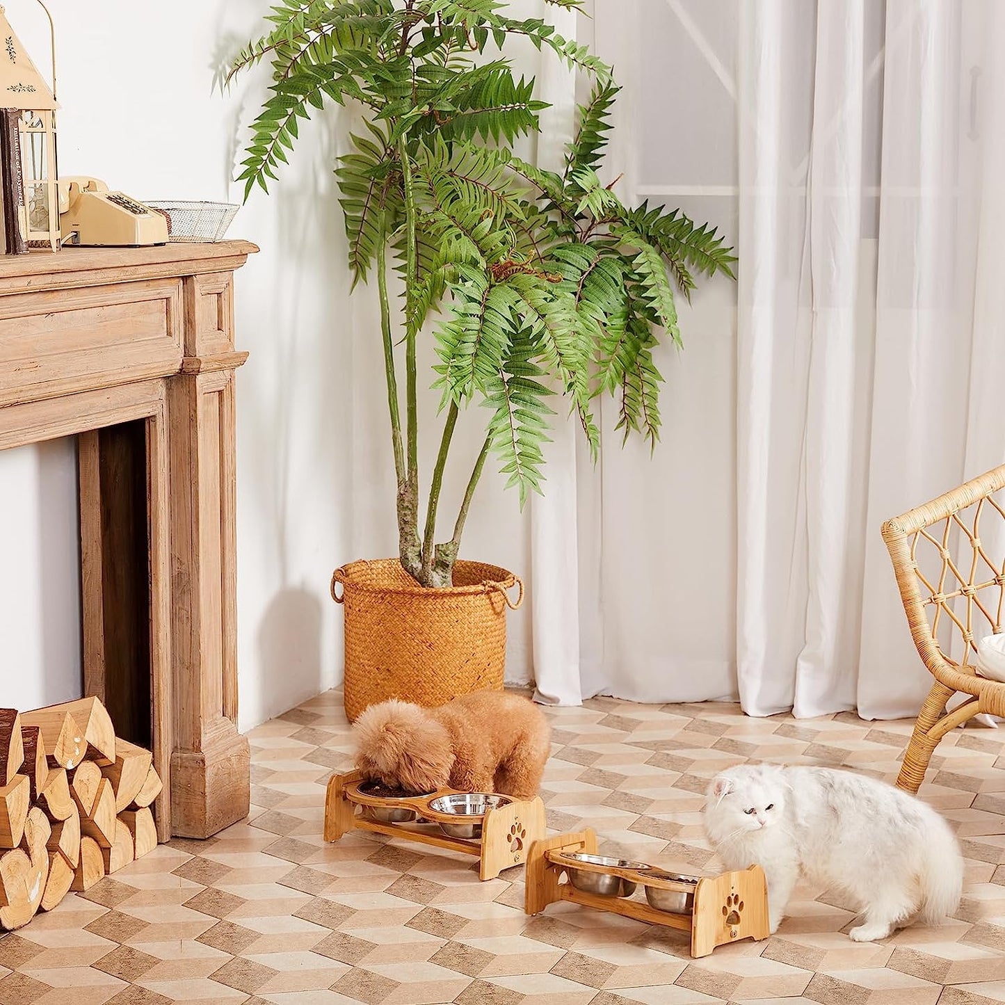 Bamboo Elevated Pet Feeder