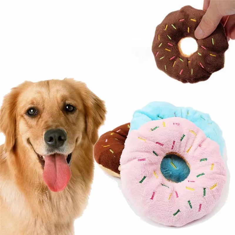 Plush Dog Donut Chew Toy