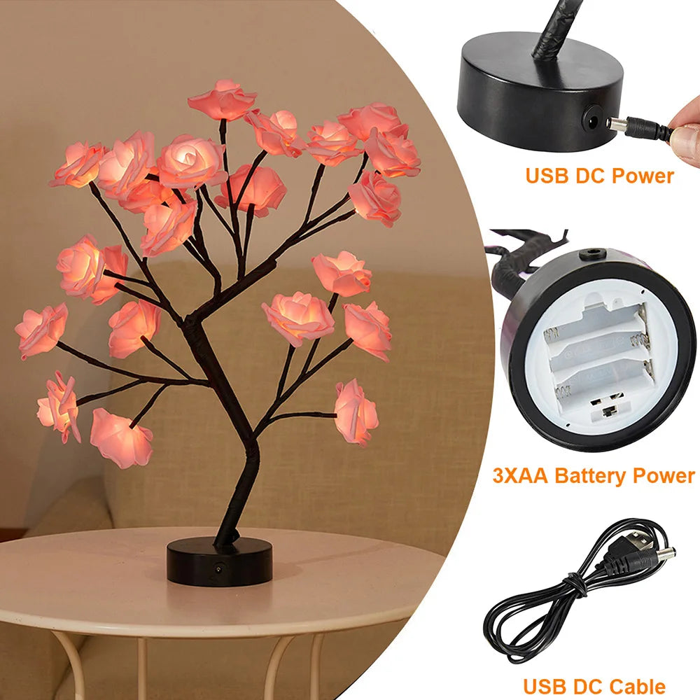 RoseGlow LED Bonsai Lamp