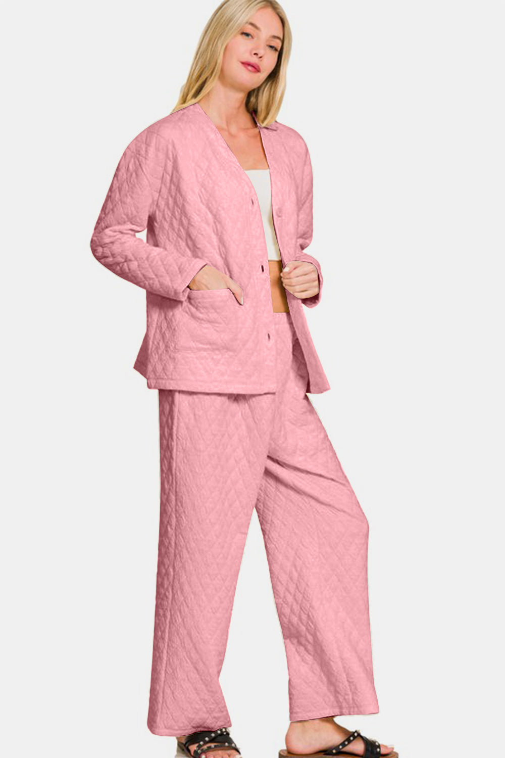 Zenana Quilted Lounge Set