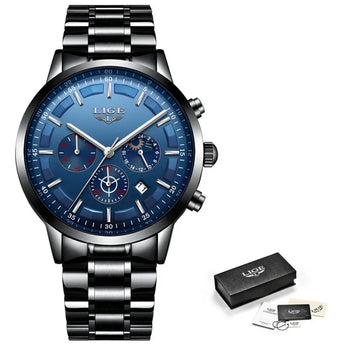 LIGE ChronoSport chronograph sports watch for men with stainless steel case - Aspire Alley