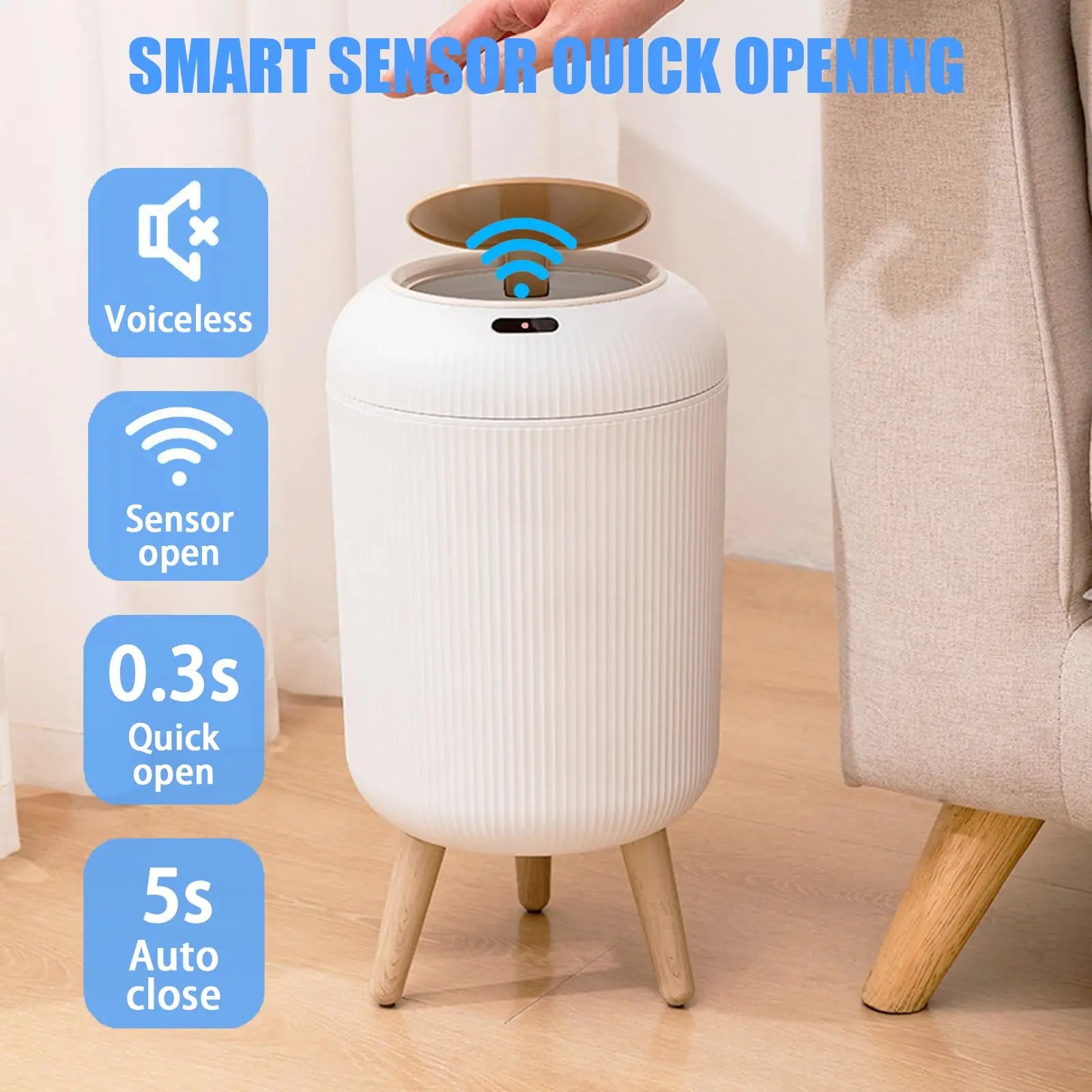 Motion Sensor Automatic Trash Can, Small Plastic Smart Bin