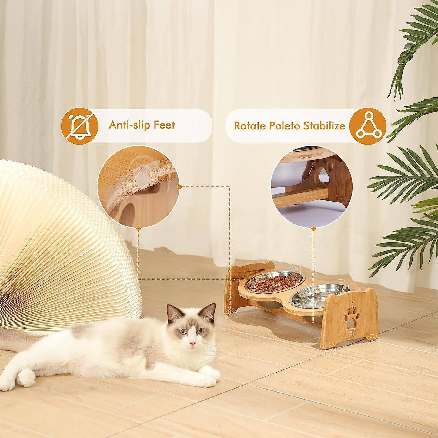 Bamboo Elevated Pet Feeder