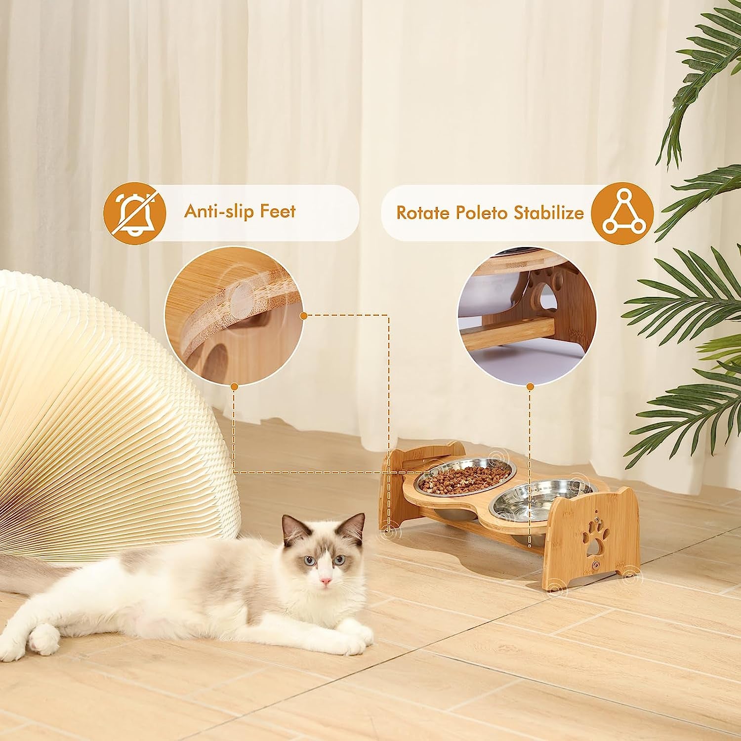 Bamboo Elevated Pet Feeder