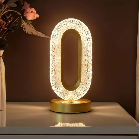 Modern Oval USB Rechargeable Crystal Table Lamp