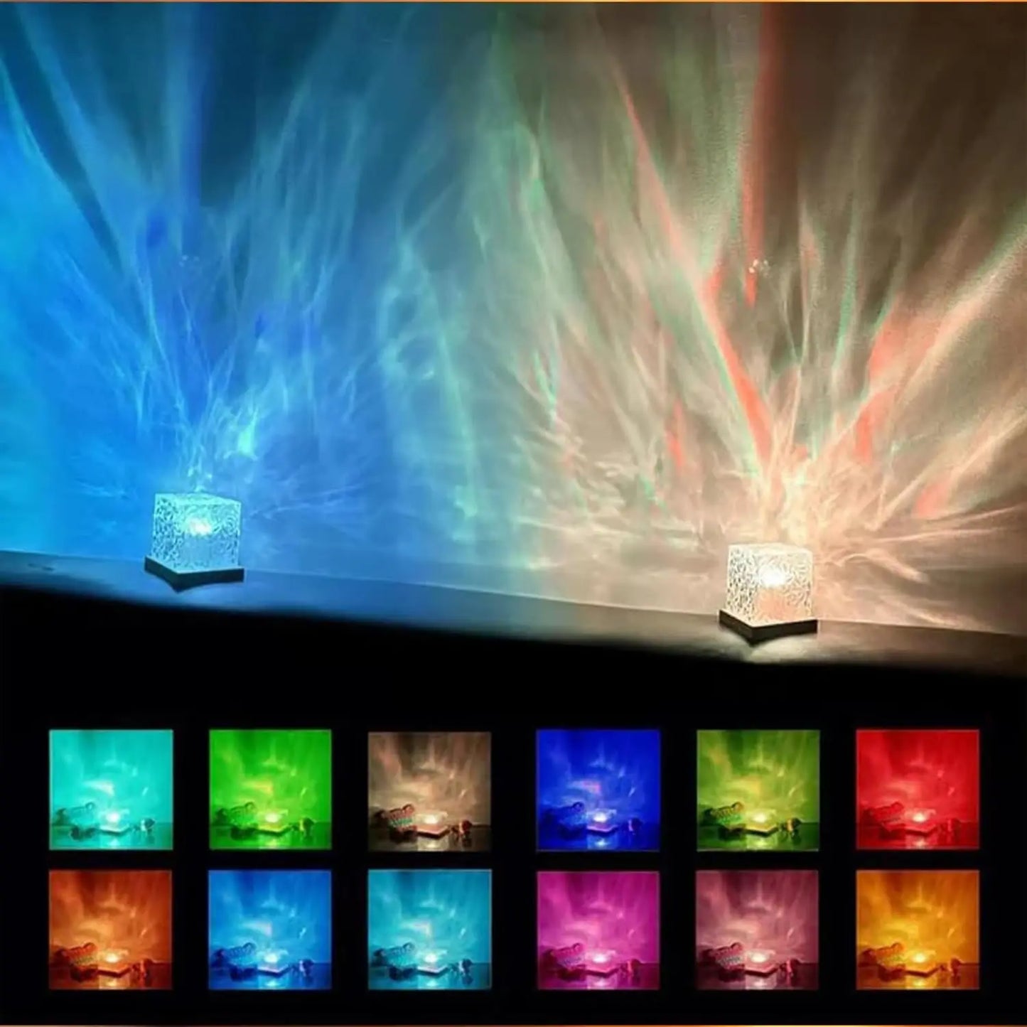 Northern Lights Ocean Wave Cube Lamp with 16 Colors