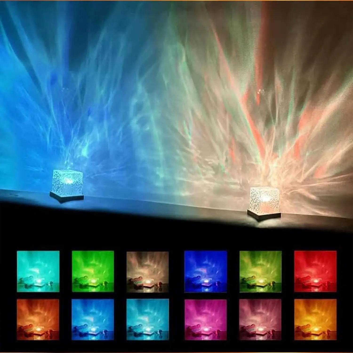 Northern Lights Ocean Wave Cube Lamp with 16 Colors